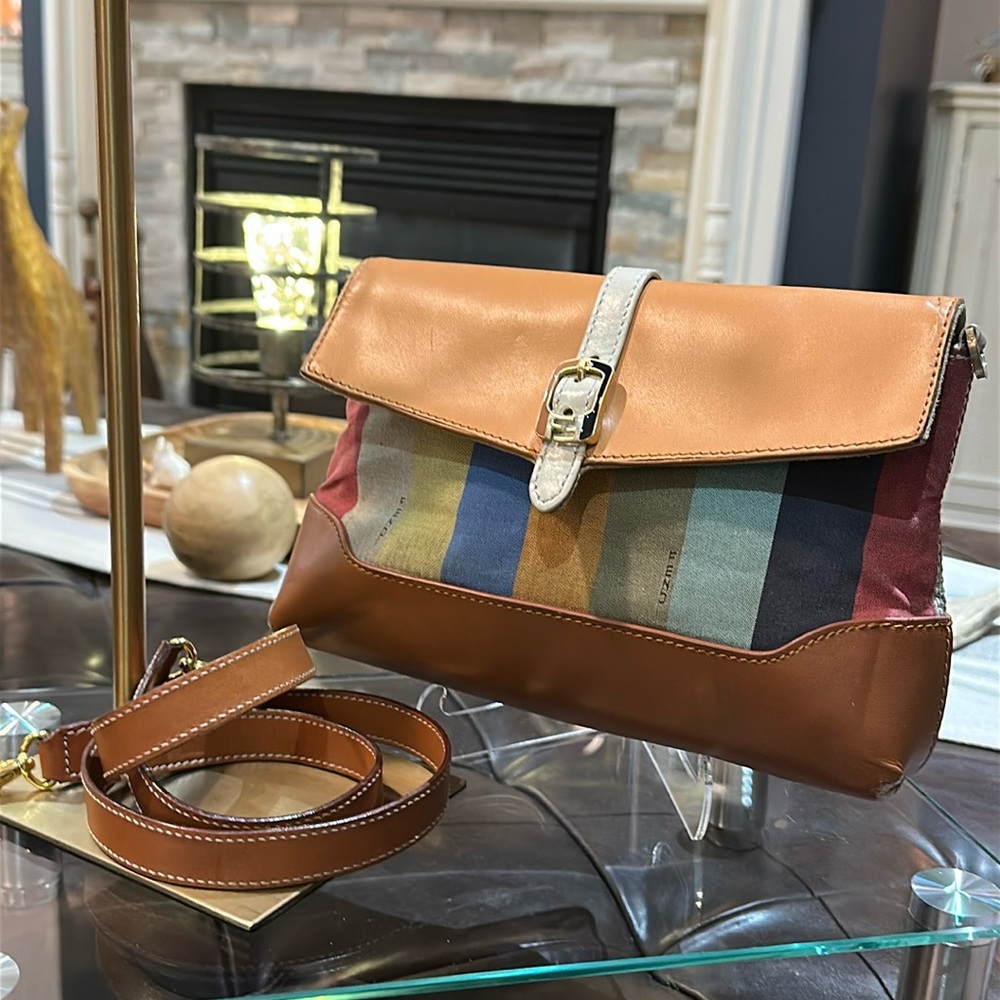 Fendi Multicolor Striped Canvas and Tan Leather Shoulder Bag - Picture 2 of 16